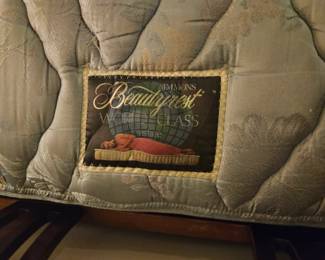 Close up of the mattress queen size with a bed frame very nice vintage headboard. $150