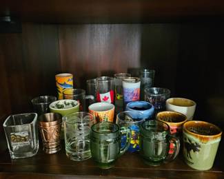 Tourist trap shot glasses from around the country. $2 each