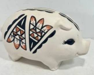 Signed Pottery Piggy Bank
