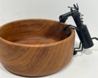 Wood Salad Bowl and cute cow