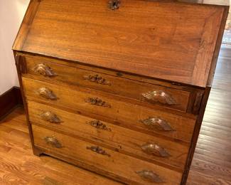 This desk came over from England in the late 1700s or early 1800s. It was A family piece until it boarded the ship