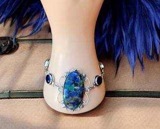 Lapis Lazuli Copper Blue Topaz Toggle Bracelet Tested