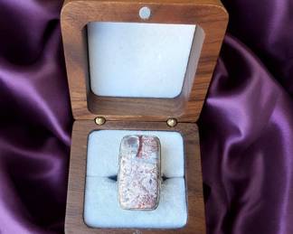 Rectangular Mexican Laguna Lace Ring Tested