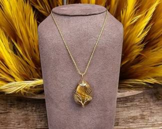 Tigers Eye Gold Over Sterling Silver Necklace Tested