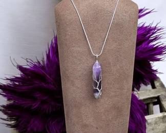 Amethyst Tree Of Life Wire Wrapped Necklace Tested