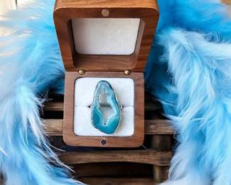 Blue Geode Agate Ring Tested