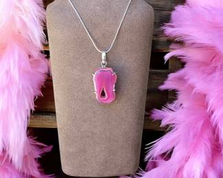 Pink Agate Geode Necklace Tested