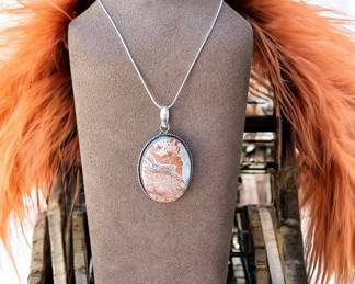 Orange Mexican Laguna Lace Necklace Tested