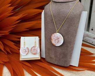 Orange Swirl Necklac3 Earring Set