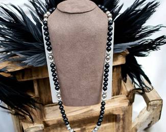 05 Sterling Silver With Onyx Necklace Tested