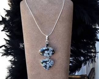 Long Snowflake Obsidian Necklace Tested