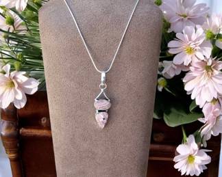 Double Rhodochrosite Pendant With Necklace Tested