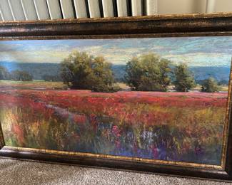 Framed art, excellent condition.    Beautiful over a fireplace or in other singular spaces.  