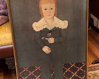 Framed “Boy with Finch”  art / decor.  