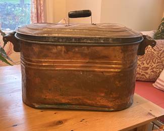 Antique copper boiling pot. 