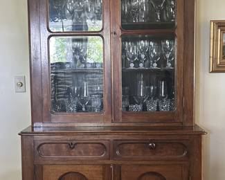 Antique bookcase cabinet.   3 total pieces.   Excellent for display and lower storage.  