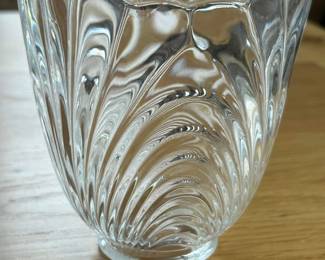 Set of L.D. Kitcher Cambridge Caprice scalloped lamp light shades. 24% lead crystal.  