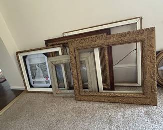 Numerous vintage picture frames including large and smaller in size.  Not all are pictured. 