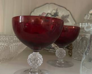 Morgantown glass golf ball red fancy glasses or parfait dishes.  No chips.  Set of 8. 