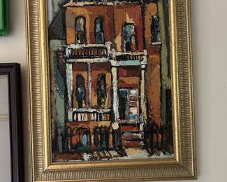 Original oil painting by Anne Lyne titled “Linden Row” Richmond, Va. 