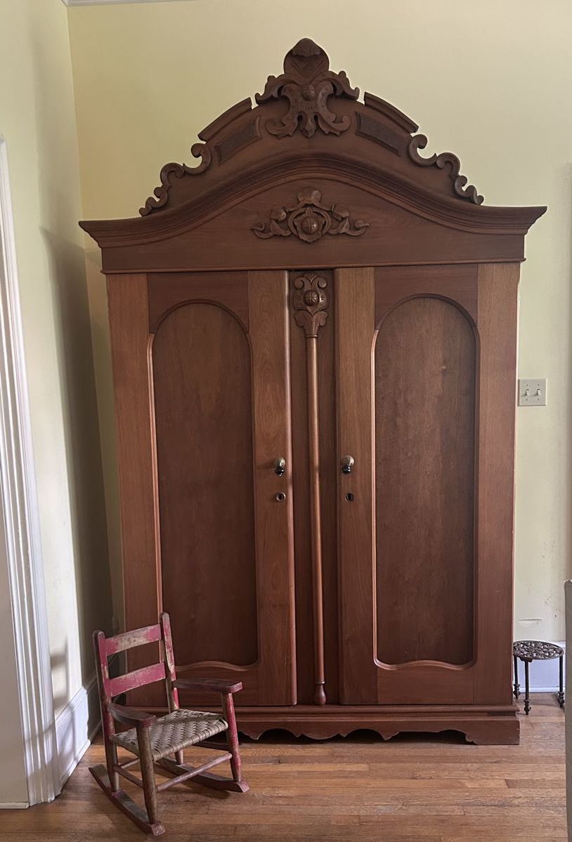 Mid-Late 1800’s Armoire. Holds historic significance for Monroe County WV. Belonged originally to Rose Caperton. We are the 3rd owners. In very good condition. Breaks down.
