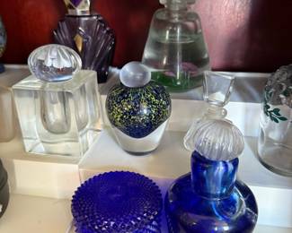 Elizabeth Taylor Early Passion Perfume, Cobalt Blue Glass Hobnail Jar