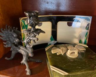 Cast Iron Griffin Candlestick Holder