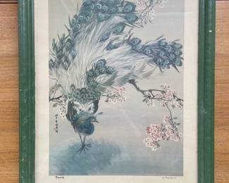 Framed Peacock Print "Vanity" by Chang Shu-Chi