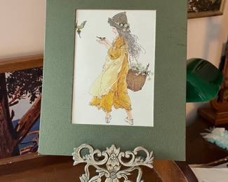 Matted Print of Girl Holding Bird by Hiroaki Ikeda