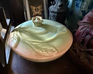 Ceramic Rose Bud Lidded Candy Dish