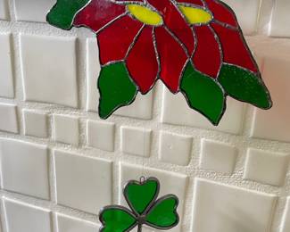 Stained Glass Poinsettia Sun Catcher