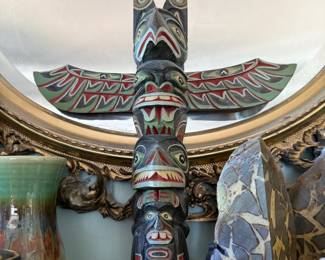 Pacific Coast Carved Wooden Totem Pole