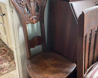 Victorian Carved Oak Chair with Greenman Motif