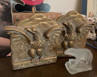 Gold Wood Eagle Bookends
