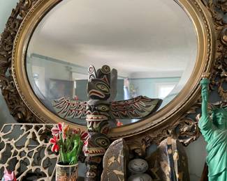 Ornate Rococo Style Gilt Oval Mirror