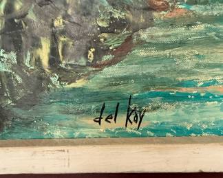 Framed Tree Lined Trail Oil Painting by Del Kay