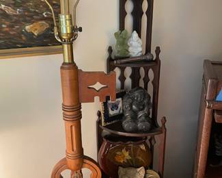 Tell City Carved Wood Skeleton Key Table Lamp