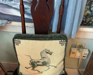 Square Horse Needlepoint Throw Pillow