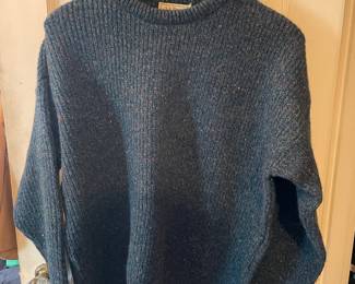 L.L. Bean 100% Shetland Wool Blue/Multicolor Knitted Crewneck Sweater – Size XL