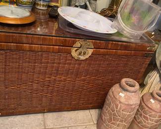 Vintage wicker trunk