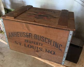 Vintage Anheuser- Busch wooden crate with lid