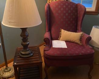 Wingback chair and side table