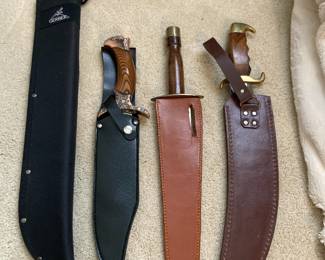 Gerber Gator Machete, Maxam Bowie Knife, Wild Turkey Fixed Blade Arkansas Toothpick, Pakistani Short Sword