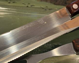 Cutco 1022 Butcher Knife, Cutco 1023 Carving Knife, Cutco 1027 Meat Fork