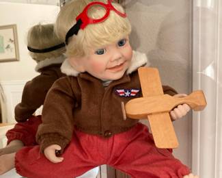 Danbury Mint 1991 "Tommy Aviator" Porcelain Boy Doll by Elke Hutchens