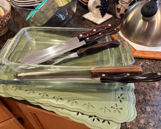 Cutco 1022 Butcher Knife, Cutco 1023 Carving Knife, Cutco 1027 Meat Fork