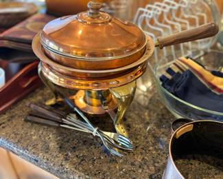 Copper & Brass Chafing Dish & Fondue Set
