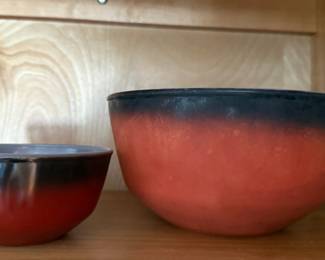 Pair of Anchor Hocking Fire King Brownstone Diablo Pattern Mixing Bowls