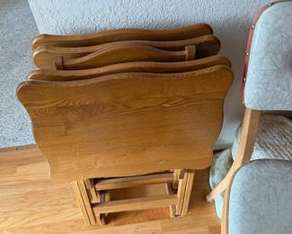 Set of 4 Oak TV Trays