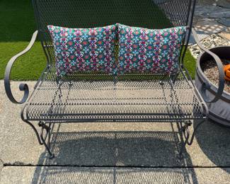 Black Wrought Iron Patio Glider Bench